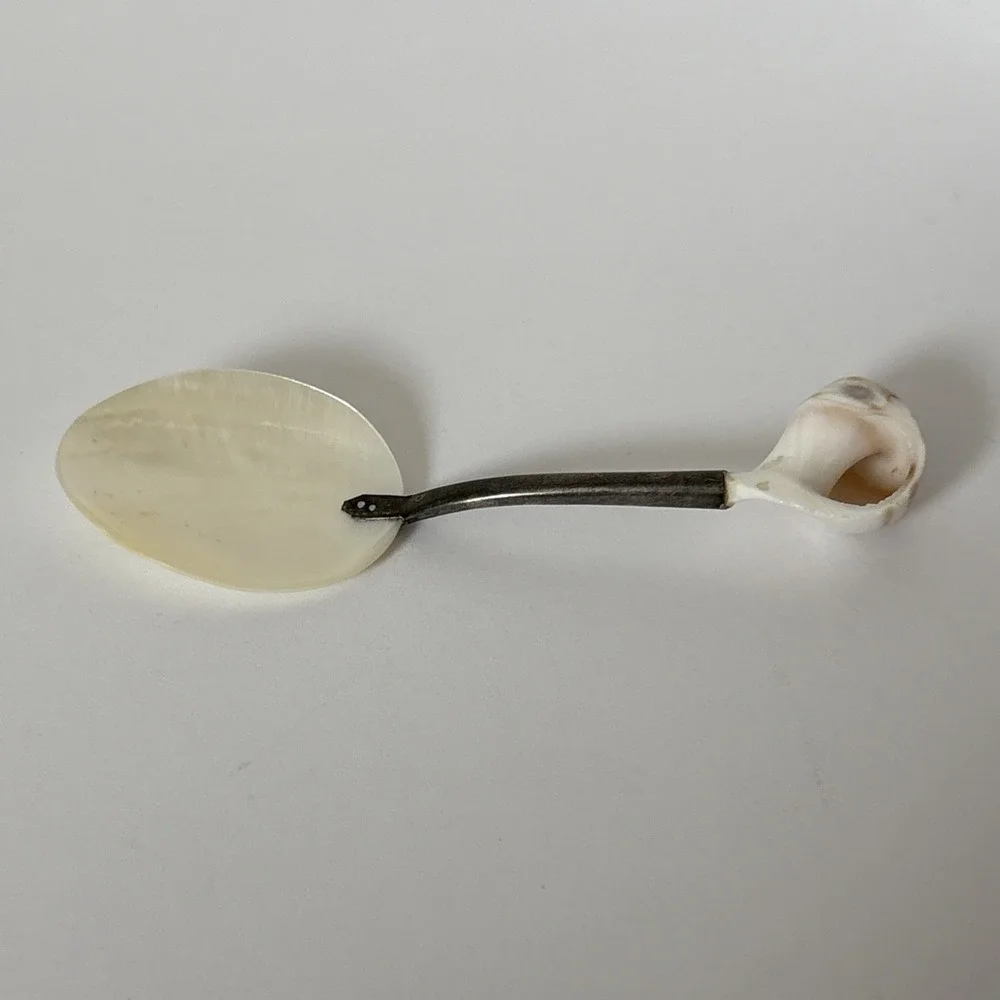 Vintage Mother of Pearl Silverplate Caviar Spoon